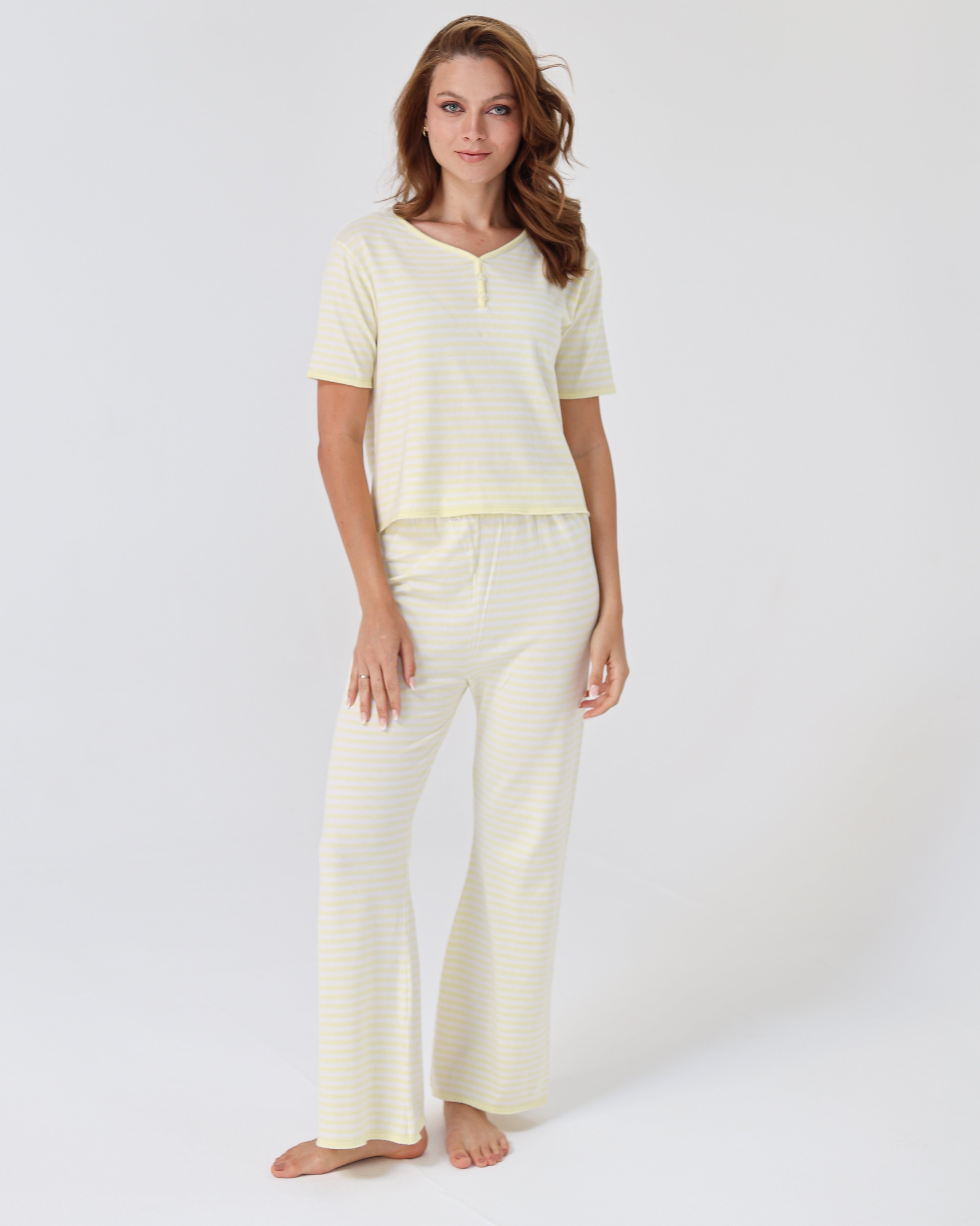 Candy Stripe pijama - Yellow