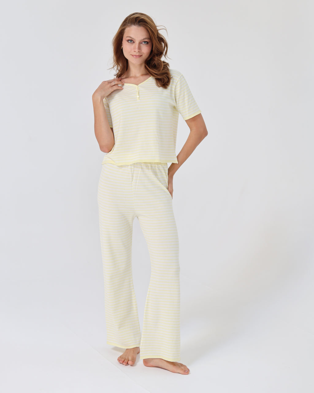 Candy Stripe pijama - Yellow